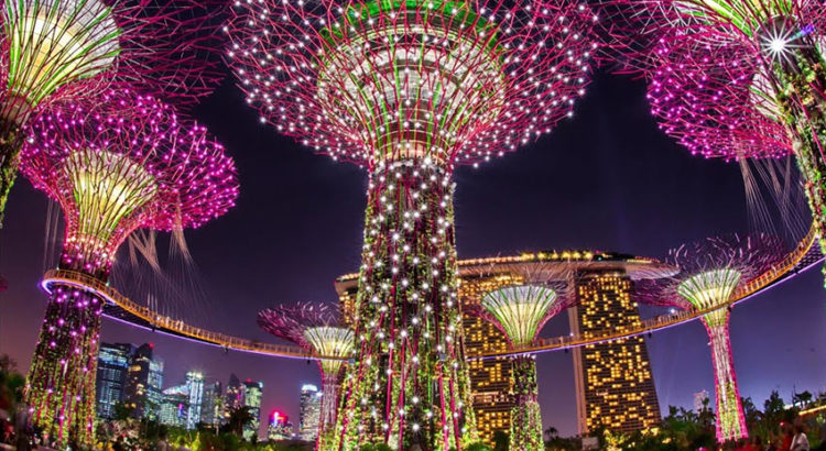 Парк деревьев в Сингапуре "Gardens by the Bay". Как из фильма "Аватар"