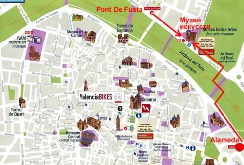 Музей изящных искусств на карте Валенсии