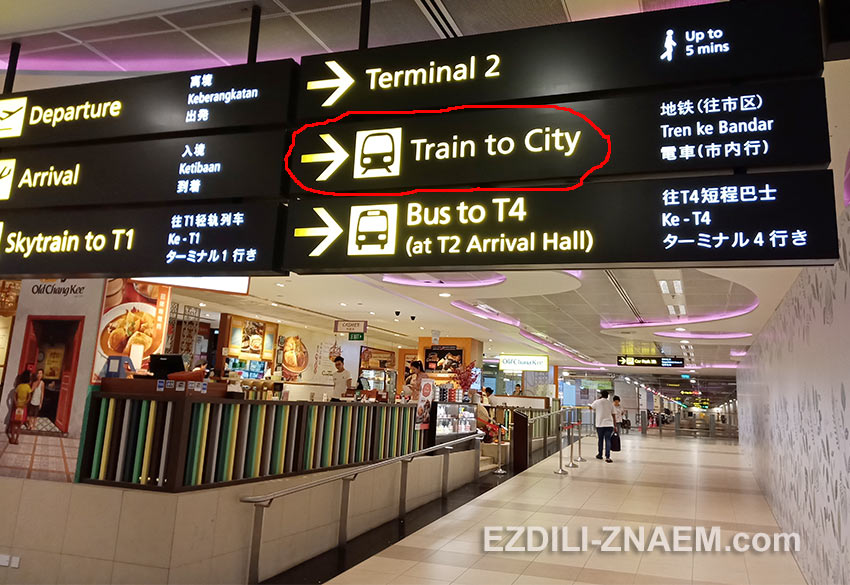 указатели в метро в аэропорту Сингапура