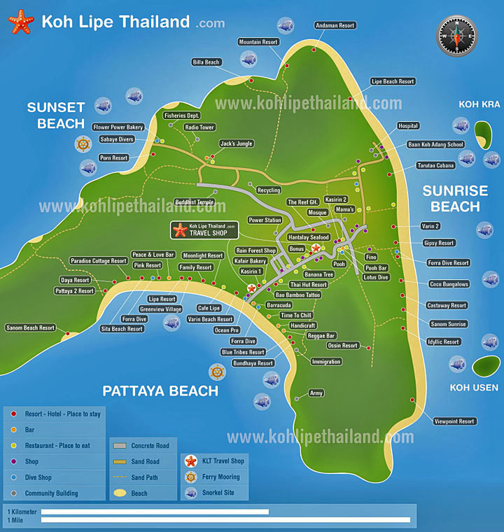 Карта острова Ко-Липе, Таиланд