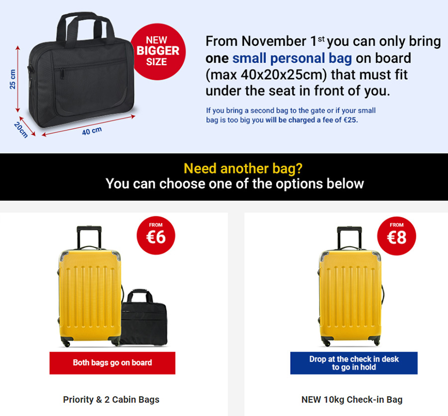 Правила провоза багажа в Ryanair
