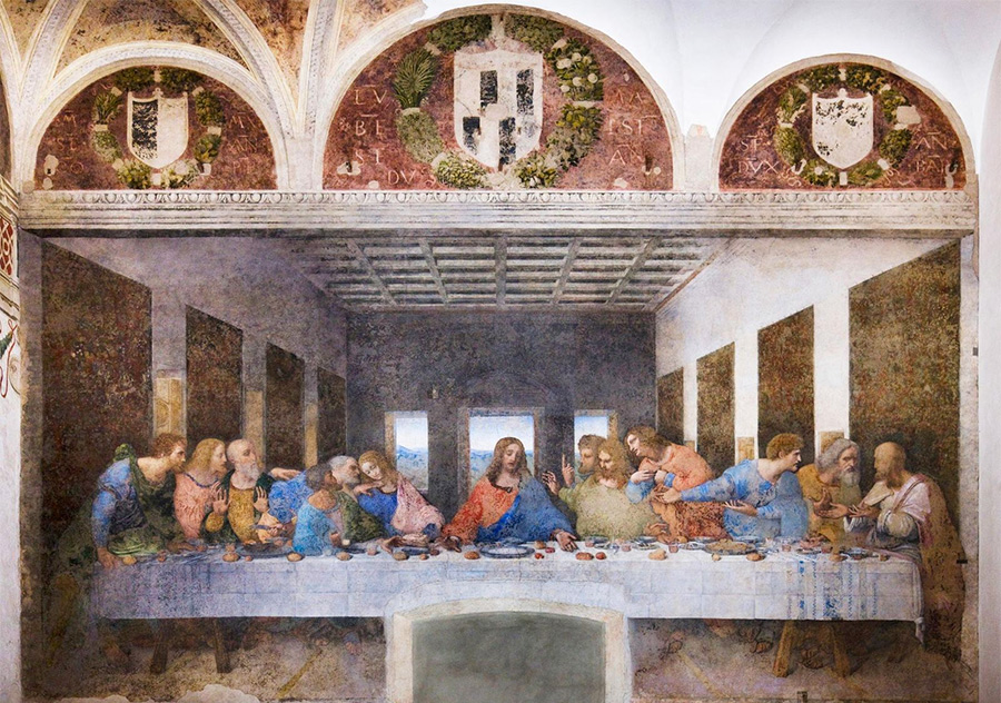 Фреска "Тайная вечеря" Леонардо да Винчи в Милане