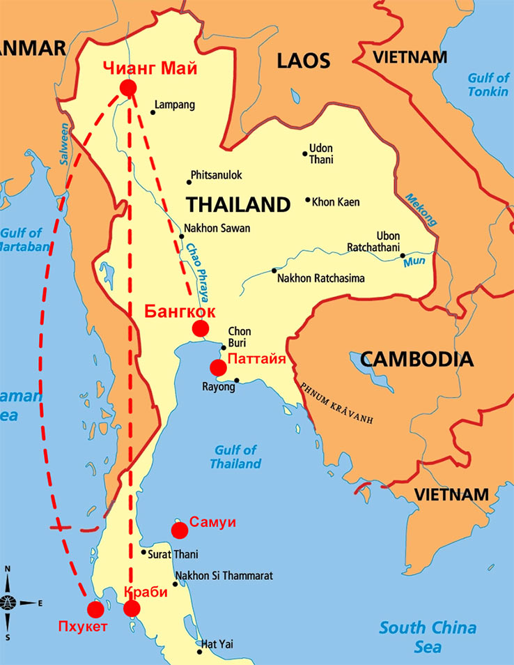 Чиангмай на карте Таиланда