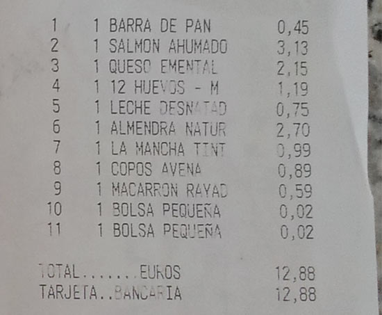 Цены на продукты в супермаркете "Mercadona" в Испании