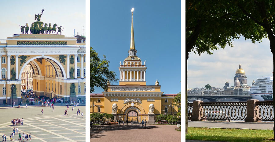 Что посмотреть в Петербурге: Дворцовая Площадь, Адмиралтейство, набережная Невы.