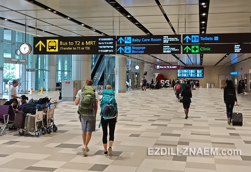 Туристы в аэропорту Сингапура