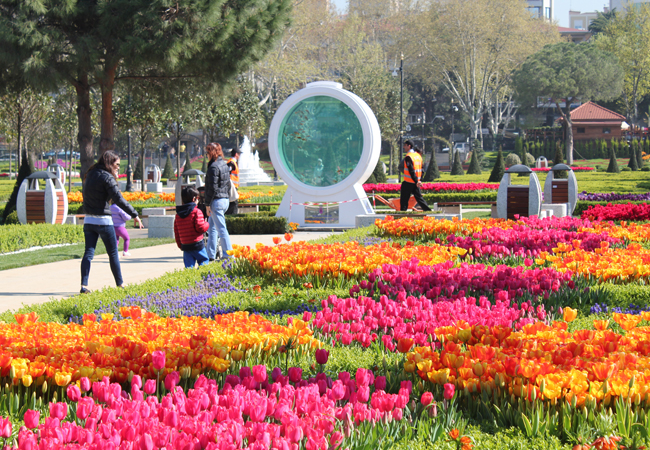 Парк Гётепе - небольшой парк с тюльпанами в Стамбуле