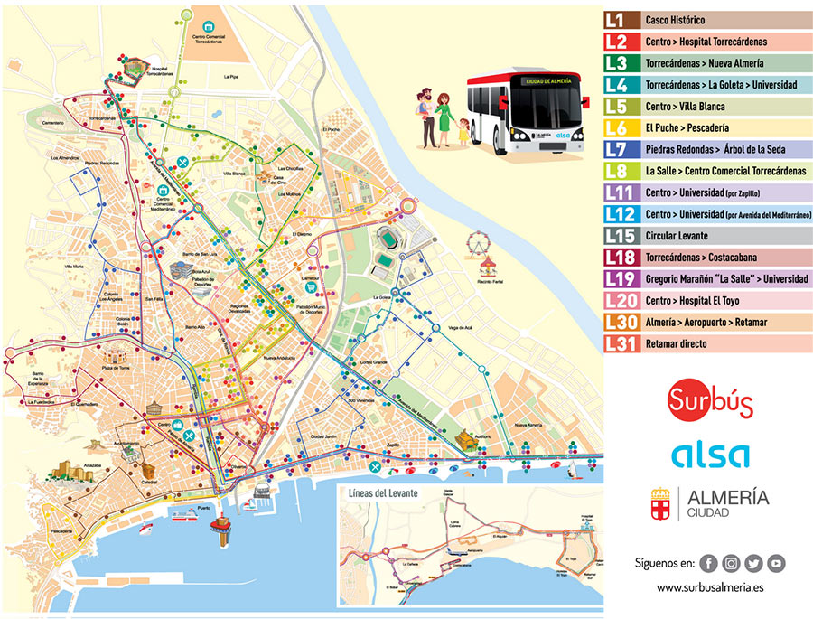 Карта автобусных маршрутов Альмерии