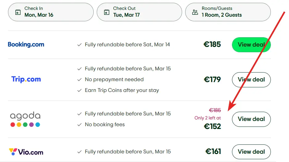 Выбираю лучшую цену на отель