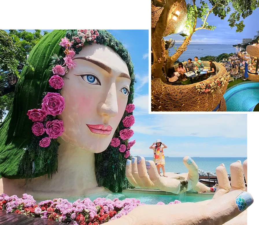 Ресторан 3 Русалки (3 Mermaids) с видом на море и пляж Кози в Паттайе