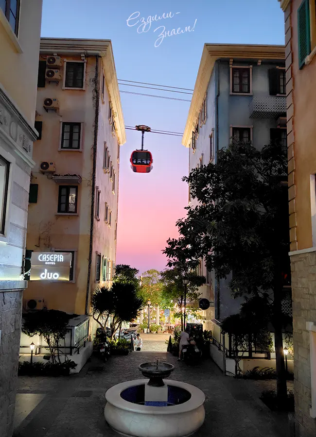 Итальянцы спроектировали улицы в Sunset Town на Фукуоке так, что каждый проем между зданиями работает как рамка для заходящего солнца