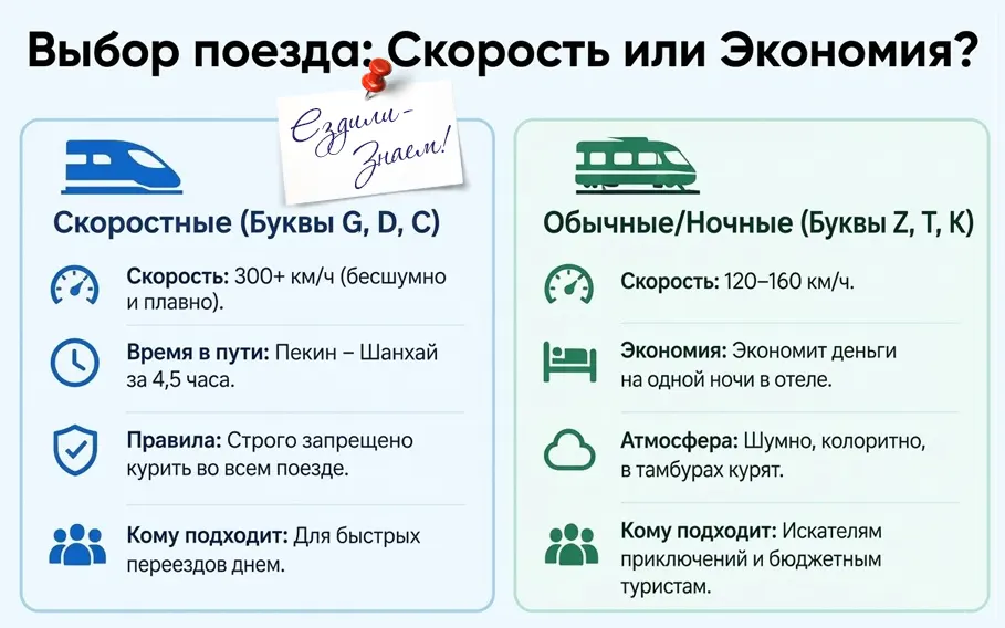 Какие бывают поезда в Китае