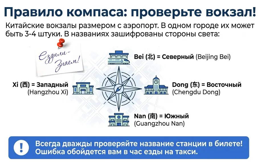 Как найти правильный железнодорожный вокзал в Китае