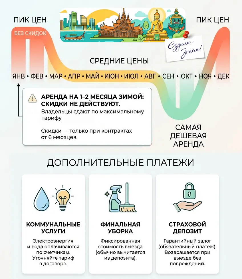 Советы, как снять квартиру в Паттайе - сколько стоит (по месяцам) и за что еще придется доплатить